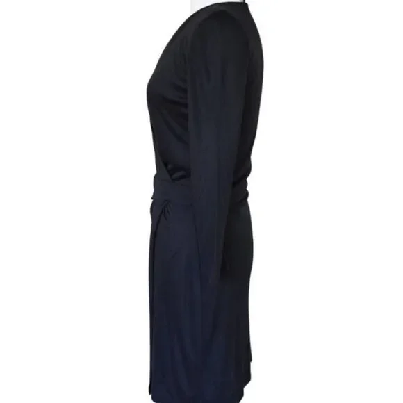 BOSS Hugo Boss Exandria V-neck Faux Wrap Midi Dress Navy long sleeve $348 - Picture 3 of 10